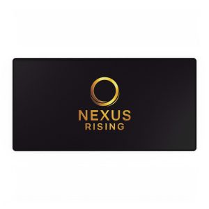Nexus Rising Desk Mat — Large Black Gaming/Office Mouse Pad with Gold Logo